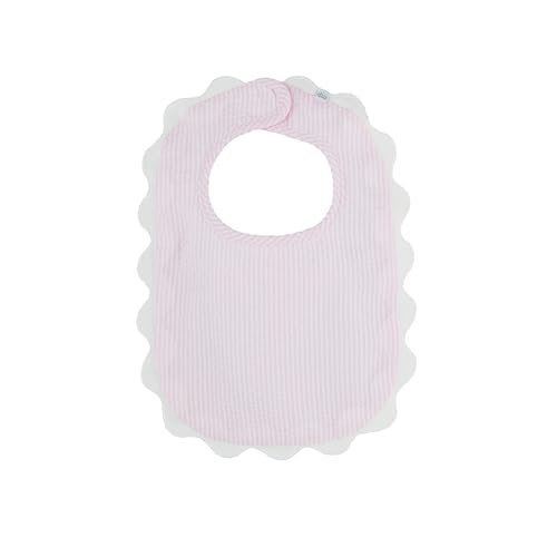 Mud Pie Children's Pink Seersucker Scallop Bib; One Size Fits Most