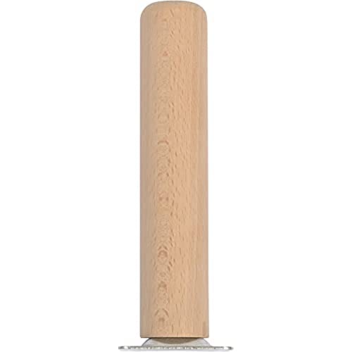 Home It® Patas de Mesa Redondas 20 cm – Madera de Haya Maciza Ø41 mm – Acabado jabonado – Placa Recta Ø75 mm – Capacidad 200 kg – Diseño cilíndrico