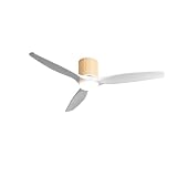 CREATE / WIND CALM CUSTOM RATTAN/Ventilatore da soffitto con luce rattan chiaro pale legno naturale bianco con telecomando / 40W, Doppia luce, Ø132 cm, luce LED 3 temperature