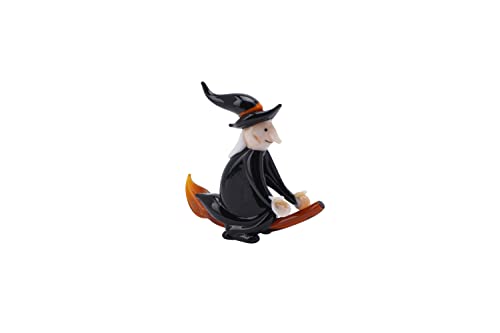 Image of CGB Giftware Flying Witch Glass Ornament | Broomstick | Black | Gift Boxed | Collectable | Decorative | Home Accessory | Gift For All | Glass Animals GB07067