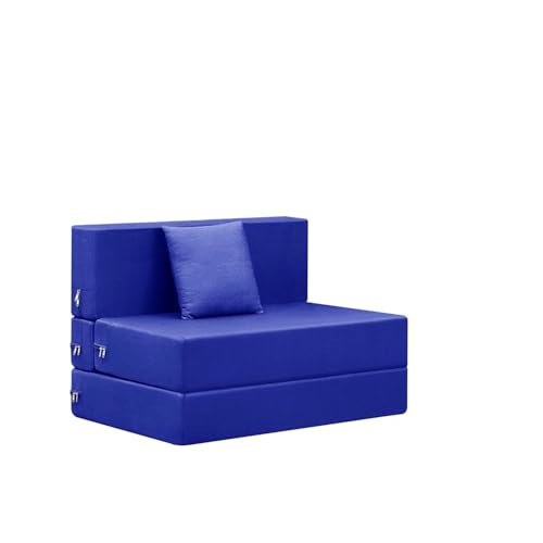 Image of Foldable 1-Seater, 3X6 Sofa Bed | Convertible Sofa Cum Bed with Cushion Jute Fabric Perfect for Living Rooms & Guest Rooms - Blue