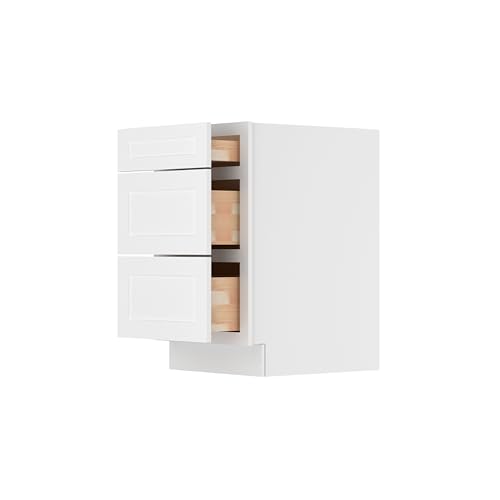 Image of Furinno Shaker Drawer Base Kitchen Cabinet with 3-Drawers, Ready to Assemble, 24 D x 21 W x 34.5 H, White