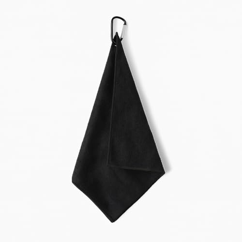 Trifletopia 1PCS Golf Towel - Golf Towel with Clip - Microfiber Waffle Towels - Quick-Dry Cleaning - Golf Bag Use (Black, 30Ã—30cm)