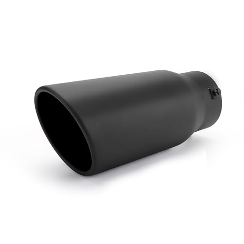 Richeer Adjustable 3-3.5 inch Inlet Exhaust Tip, 5" Outlet 12" Overall Length Stainless Steel Exhaust Tip Black Powder Coated Finish, for Vehicles with 3-3.5" O.D. Exhaust Tailpipe by Richeer - Used condition - US$25.36
