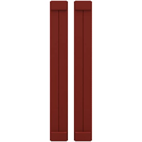 7"W x 45"H Americraft Two Board Exterior Real Wood Joined Board-n-Batten Shutters w/End Batten (Per Pair), Pepper Red