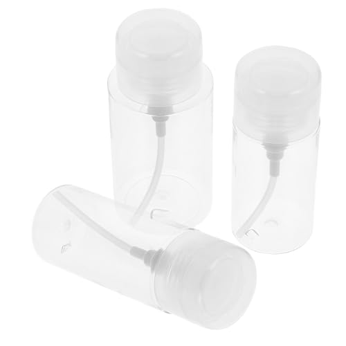 MUSISALY Dispensador de Quitaesmalte Bomba a Presión Set de 3 Botellas Vacías para Cuidado Piel 120Ml 150Ml 200Ml Envases Transparentes para Viaje y Desmaquillante