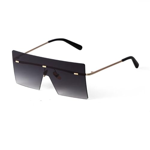 Lunettes de soleil carrées sans monture vintage pour homme et femme look luxe C1