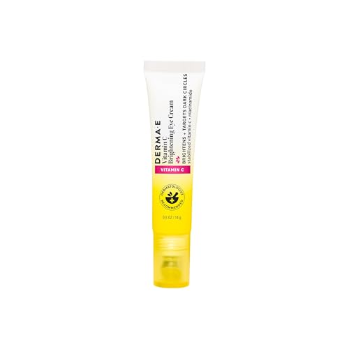 Derma E Vitamin C Brightening Eye Cream 0.5 Fl Oz Under Eye Cream with Niacinamide Caffeine & Cucumber Extract Helps Reduce Dark Circles & Puffiness Cooling Tip Applicator Filter-Like Finish