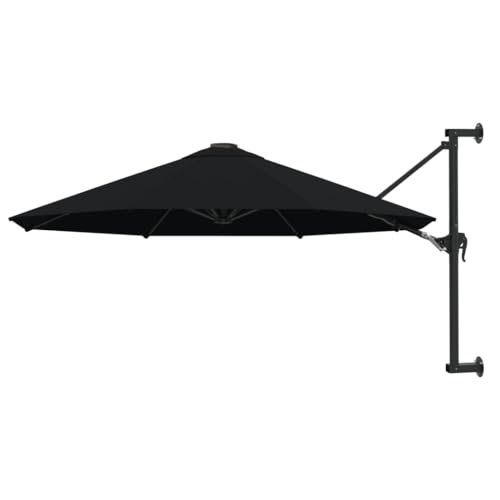 vidaXL Sombrilla de Pared con Palo de Metal, Parasol Toldo, Refugio Solar, Paraguas para Playa Jardín Patio Exterior, Negro 300 cm