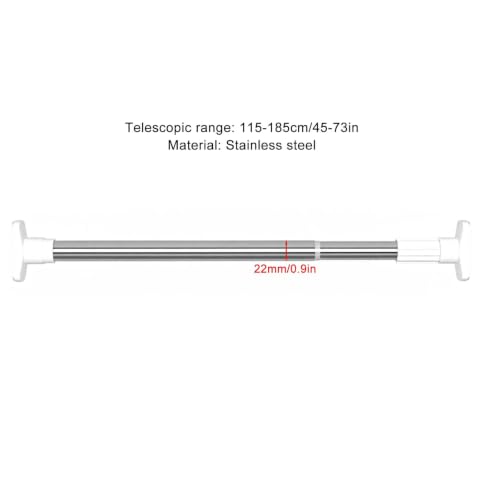 Barre Rideau Extensible Acier Inoxydable Ressort Anti-Rouille 185cm