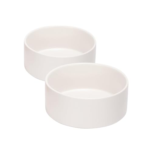 SPUNKYJUNKY 28.7OZ Ceramic Dog and Cat Bowl, Modern Cute Weighted Food Water Bowl for Replacement White (2 Pack) by SPUNKYJUNKY - Used condition - US$24.19