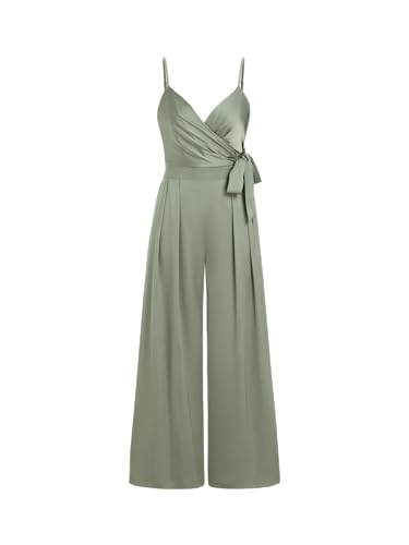 CIDER Jumpsuits For Women Satin Knotted Pleated Wide Leg V-Neck Sleeveless High Waist Party Jumpsuit