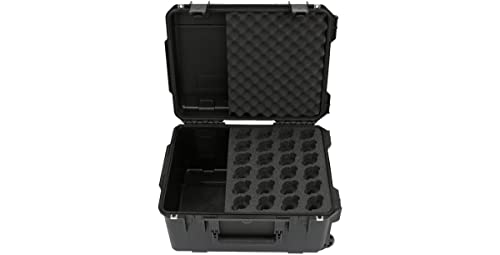 Skb Injection Molded Case W/Foam For (24) Mics W/Storage Compartment And Wheels #TOP4