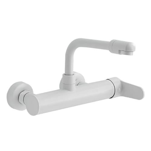 Robinet d'évier blanc en laiton mural pivotant 16 cm QYYZTQY