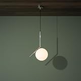 BARCELONA LED Lámpara Colgante Bola Cristal E27, Metal Aluminio y Pantalla de Vidrio Opalino, Estilo Nórdico Moderno Japonés Industrial y Clásico para Salón Comedor Dormitorio, Cromo