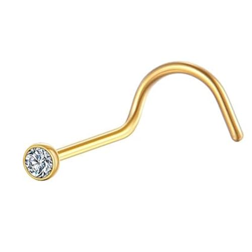 Piercing Nostril Titânio Pvd Zircônia 0,8x7x2mm (Dourado)