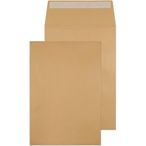 125 Brown Manilla C4 Gusset Peel & Seal Envelopes – Self-Seal, Tamper-Evident, Durable Kraft Paper for Letters, Invitations, and Documents