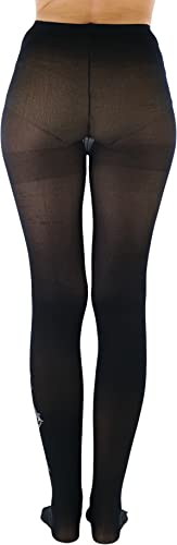 Image of ToBeInStyle Women's Opaque Pantyhose Tights w /Silver Metallic Dragon Print