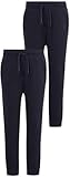 VL 2-Pack Boys Jogers Trouser – School PE Sports Trackwear – Activewear Jog Pants for Games & Everyday Outfits Fitted for 3-16 Years (Navy Blue, 14-15 Years)