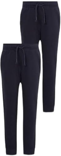 VL 2-Pack Boys Jogers Trouser – School PE Sports Trackwear – Activewear Jog Pants for Games & Everyday Outfits Fitted for 3-16 Years (Navy Blue, 15-16 Years)