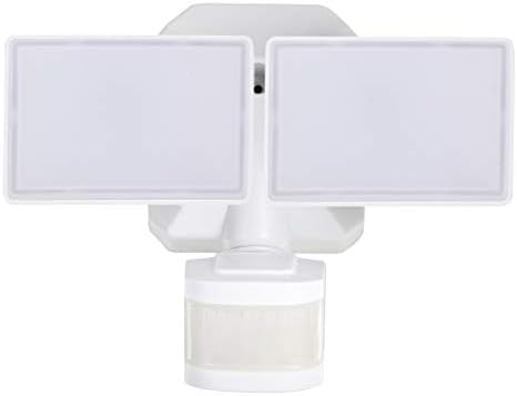 EMANER Dusk-to-Dawn Security Lights with Motion Sensor, 5000K Daylight White, IP65 Waterproof Outdoor, 110V 120V Dual-Head Rotatable LED Flood Light for Porch, Garage, Yard, Driveway