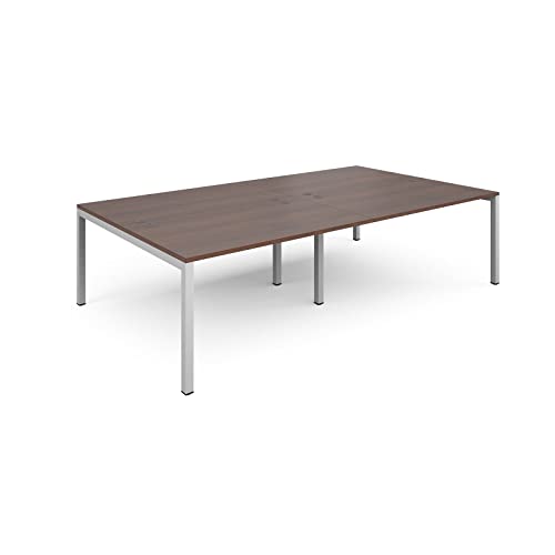 DAMS Connex double back to back desks 2800mm x 1600mm - white frame, walnut top