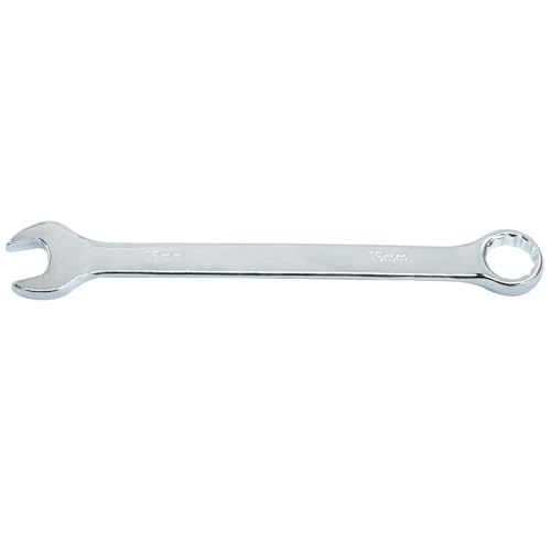 Image of Hordion 15mm Metric Combination Wrench Spanner with Box End and Open End | 12-Point Box End, Open End, Mirror-Chrome Plated, High Carbon Steel