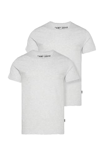 T-shirt col en V homme noir blanc Camp David sous-vêtement coton lot de 2