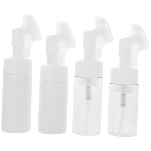 Healeved Face Wash Kit 4pcs Facial Brush Bubble Bottle Plastic Brush Massage Bottle for Gentle Skin Cleansing