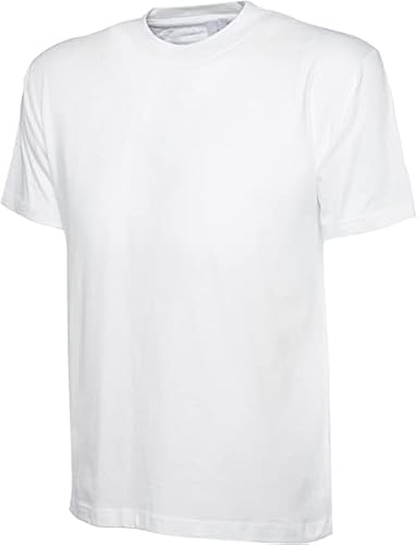 Image of Unisex Men's & Women Classic Crew Neck Solid Cotton T-Shirts 140 GSM Ultra Cool T-Shirt Perfect for Casual Wear(White-Large)