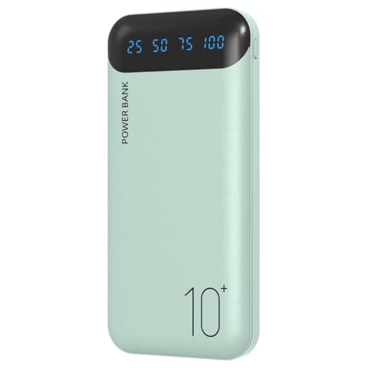 Power Bank 10000mAh Caricabatterie Portatile Batteria Esterna con 2 Uscite USB 2.4 A e Ingresso USB C Compatibile con Huawei iPhone 12 11 X iPad Samsung S20 Tablet Android Plus (Green, Large)