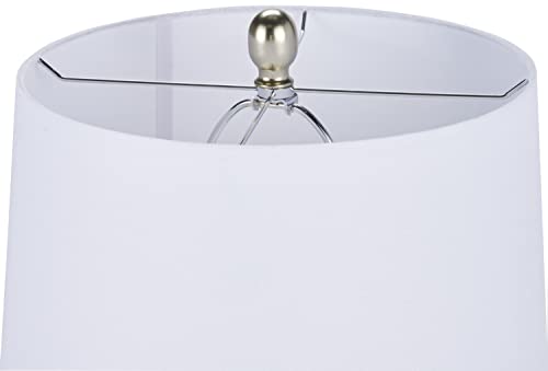 Image of Nourison Home 23 inch Coastal Blue Ceramic Pot Table Lamp for Bedroom, Living Room, Dining Entryway, with White Shade