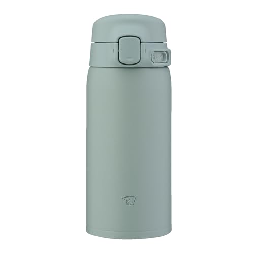 Image of Zojirushi SU-BA36-GM Water Bottle, 12.2 fl oz (360 ml), Easy to Clean, Dishwasher Safe, Seamless Stopper, Only 2 Washings, Lightweight & Compact, Cold & Heat Retention, One-touch Mug, Calm Green