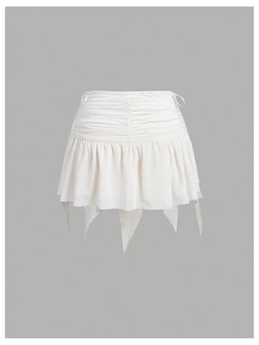 Floerns Women's Streetwear Layered Ruffle Hem Ruched Y2k A Line Mini Skirt2