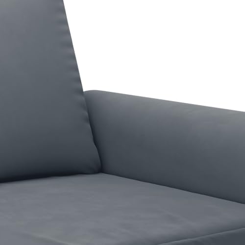 Gecheer Sofagarnitur 3-TLG.Sessel Couch mit Kissen Fußhocker, Sofa Wohnzimmersofa mit Armlehnen, Couchgarnitur Designsofa Sitzmöbel Polstermöbel, Dunkelgrau Samt – Bild 8