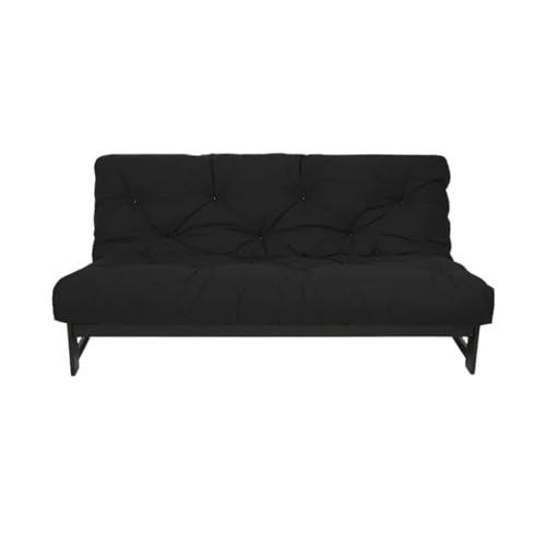 Full-Size Black Futon Mattress - 8” Thick, Comfortable, Durable Cover,