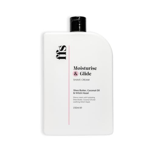 150ml Moisturise & Glide Natural Shaving Cream for Women w/Shea Butter, Coconut Oil, & Witch Hazel - Paraben & Cruelty-Free FFS Beauty Shave Cream for Sensitive Skin - Perfect for Home or Travel