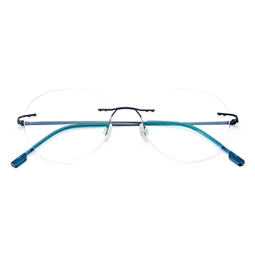 KoKoBin Round Rimless Reading Glasses Super Light Titanium Alloy Reading Aid for Men and Women blue, 1/1.5/2/2.5/3/3.5 - Image 3