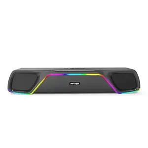 iNFiRe Newly Launched FireBar 24 I 24W Bluetooth Soundbar, Powerful Sound with Multicolour RGB LED Lights, Soundbar for Phone/TV/Laptop/Tablets, BT 5.4/FM Radio/Aux/TF Card/USB Playback (Black)