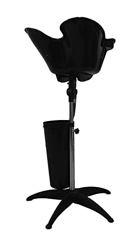Image of Portable Hair Washing Sink Height Adjustable Shampoo Basin with Drain Hose and Bucket Deep ABS Salon Barber Shampoo Bowl for Home Elderly Care Black(Black 3)