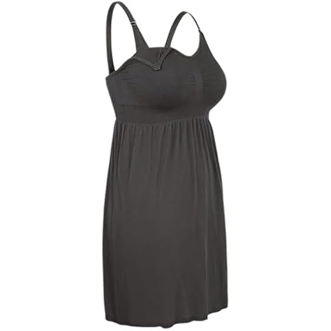 gaimoliso Nightgowns for Women Nursing Dress with Build-in Bra Sleeveless Sleepwear Spaghetti Strap Pajama Dress Nightshirt Black Cover
