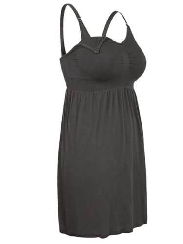 Image of gaimoliso Nightgowns for Women Nursing Dress with Build-in Bra Sleeveless Sleepwear Spaghetti Strap Pajama Dress Nightshirt Black