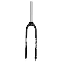 splumzer 1-1/8\ 26/27,5/29\ MTB-Gabel mit starrer Scheibenbremse aus Aluminiumlegierung, 28,6 mm gewindelose gerade Rohr-superleichte Mountainbike-Vorderradgabel (27.5 Zoll, Schwarz)