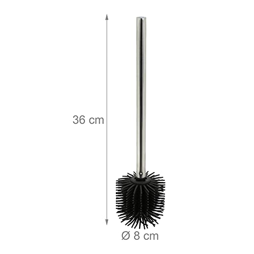 Relaxdays 2x Silicone Toilet Brush, Antibacterial Cleaning, Lotus Effect, Removable Head, 36 x 8 x 8 cm, Black/Silver - Image 4