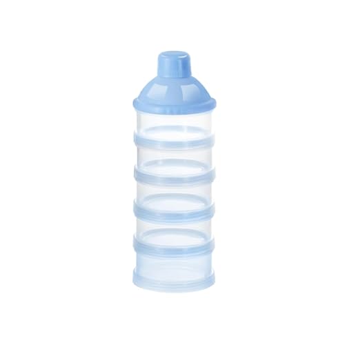 Image of 5 Compartments Stackable Baby Formula Container For Travel Non-Spill Portable and Stackable Formula Travel Container Baby Formula Container Dispenser for Protein Powder, Nuts, Small Fruit (Blue, 3)