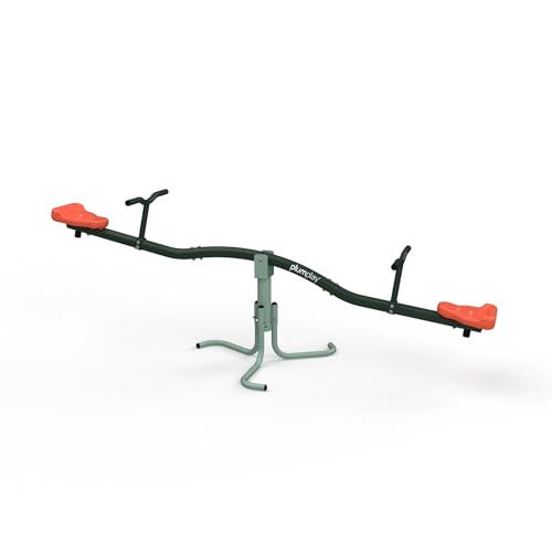 Plum Play 360 Rotating Seesaw - Kids Garden Teeter Totter with Sit & Spin Action - Outdoor Playground Equipment for Ages 3+ - Green 50kg Max per User