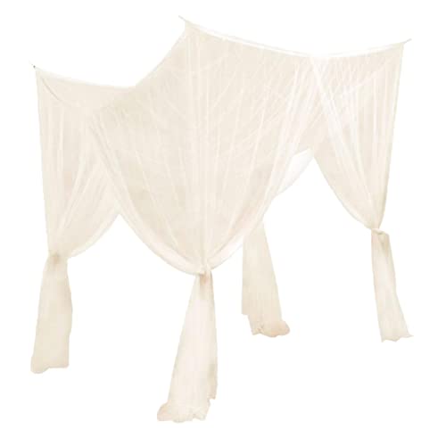 Baoblaze Europäische Art Bettwäsche Baldachin 4 Eckpfosten Moskitonetz Vorhang Indoor e Outdoor, Beige, 210x190x24cm