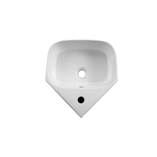DILECI - Eckwaschbecken aus weißer Keramik – kompaktes und eckiges Waschbecken für kleine Räume – Waschbecken mit elegantem und funktionalem Design – ideal für Badezimmer oder WC – 40 x 43,5 x 16,5 cm