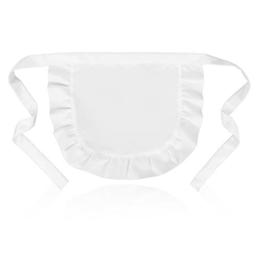 FdcLixuvol Delantal de cintura para niñas, delantal de cintura blanco, delantal con volantes, delantal ajustable, pequeño delantal para servir, delantal de cocina, 色, /