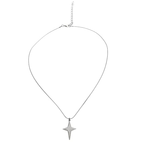 Aurgiarm Four Point Star Necklace Adjustable Cross Choker Necklace Clavicle Chain Smooth Cross Pendant Necklace Jewelry